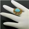 Image 7 : 18k Yellow Gold 5.3 ctw Persian Turquoise & Ruby Wavy Halo Ring