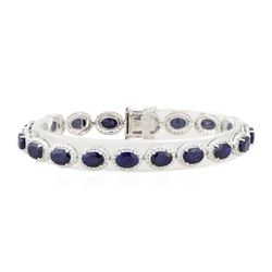 18.28 ctw Sapphire and Diamond Bracelet - 14KT White Gold