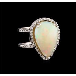 9.70 ctw Opal and Diamond Ring - 14KT White Gold