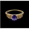 Image 2 : 14KT Yellow Gold 0.94 ctw Tanzanite and Diamond Ring