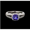 Image 2 : 14KT White Gold 1.34 ctw Tanzanite and Diamond Ring