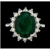 Image 2 : 5.55 ctw Emerald and Diamond Ring - 14KT White Gold