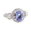 3.45 ctw Sapphire and Diamond Ring - 14KT White Gold