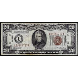 1934A $20 Hawaii WWII Emergency Issue Federal Reserve Note