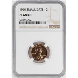 1960 Small Date Proof Lincoln Memorial Cent Coin NGC PF68RD