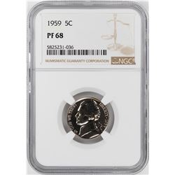 1959 Proof Jefferson Nickel Coin NGC PF68