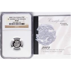 2009 T.DA Cunha 5 Pounds 1/10 oz St. George & Dragon Platinum Coin NGC PF69