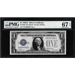 1928A $1 Funnyback Silver Certificate Note Fr.1601 PMG Superb Gem Uncirculated 67EPQ