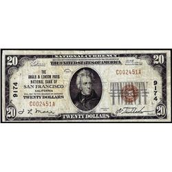 1929 $20 Anglo & London Paris NB San Francisco, CA CH# 9174 National Currency Note