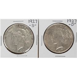 Lot of 1927-S & 1927-D $1 Peace Silver Dollar Coins