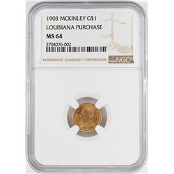 1903 $1 McKinley Louisiana Purchase Commemorative Gold Coin NGC MS64