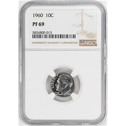 1960 Proof Roosevelt Dime Coin NGC PF69