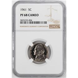 1961 Proof Jefferson Nickel Coin NGC PF68 Cameo