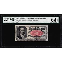 1874 50 Cent Fifth Issue Fractional Currency Note PMG Choice Uncirculated 64EPQ