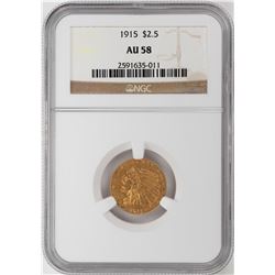 1915 $2 1/2 Indian Head Quarter Eagle Gold Coin NGC AU58