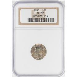1941 Proof Mercury Dime Coin NGC PF67