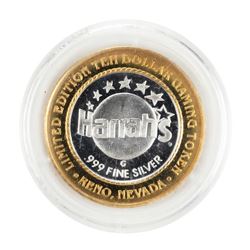 .999 Silver Harrahs Casino Reno Nevada $10 Casino Limited Edition Gaming Token
