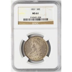 1837 Capped Bust Half Dollar Coin NGC MS61