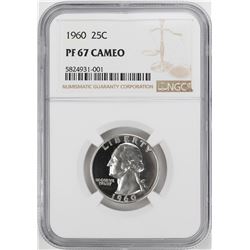 1960 Proof Washington Quarter Coin NGC PF67 Cameo