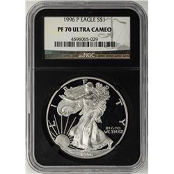 1996-P $1 Proof American Silver Eagle Coin NGC PF70 Ultra Cameo Black Core