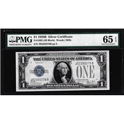 1928B $1 Funnyback Silver Certificate Note Fr.1602 PMG Gem Uncirculated 65EPQ