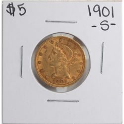 1901-S $5 Liberty Head Half Eagle Gold Coin