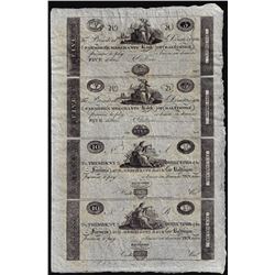 Uncut Sheet of 1800's $5/5/10/10 Farmer's & Merchants Bank of Baltimore Obsolete Notes