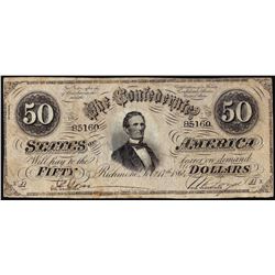 1864 $50 Confederate States of America Note