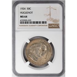 1924 Huguenot Tercentenary Commemorative Half Dollar Coin NGC MS64