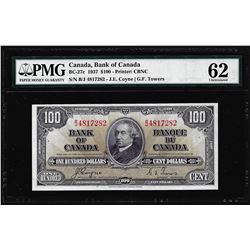 1937 $100 Bank of Canada Note BC-27c PMG Uncirculated 62