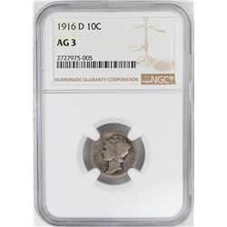 1916-D Mercury Dime Coin NGC AG3