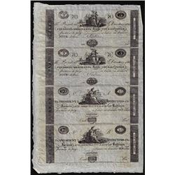 Uncut Sheet of 1800's $5/5/10/10 Farmer's & Merchants Bank of Baltimore Obsolete Notes