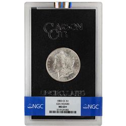 1883-CC $1 Morgan Silver Dollar Coin GSA NGC MS63+