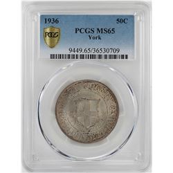 1936 York County Commemorative Half Dollar Coin PCGS MS65