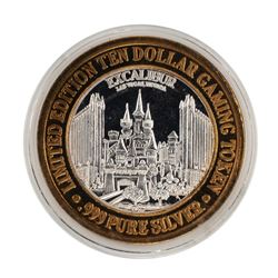 .999 Fine Silver Excalibur Las Vegas, Nevada $10 Limited Edition Gaming Token