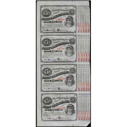 Uncut Sheet of (4) State of Louisiana Baby Bond Obsolete Notes