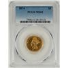 Image 1 : 1874 $3 Indian Princess Head Gold Coin PCGS MS61