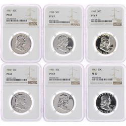 Lot of 1957-1962 Proof Franklin Half Dollar Coins NGC PF67
