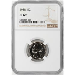 1958 Proof Jefferson Nickel Coin NGC PF69