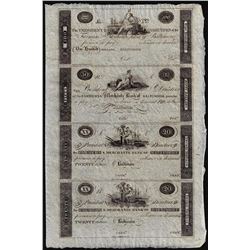 Uncut Sheet of 1800's $20/20/50/100 Farmer's & Merchants Bank Baltimore Obsolete Notes