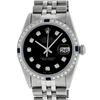Image 1 : Rolex Mens Stainless Steel Black Diamond & Sapphire Datejust Wristwatch