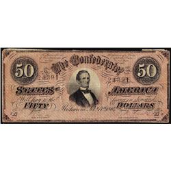 1864 $50 Confederate States of America Note