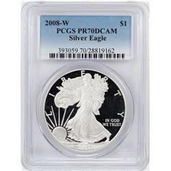 2008-W $1 Proof American Silver Eagle Coin PCGS PR70DCAM