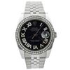 Image 1 : Rolex Datejust Stainless Steel 36mm Black Roman Diamond Dial Watch
