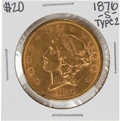 1876-S Type 2 $20 Liberty Head Double Eagle Gold Coin