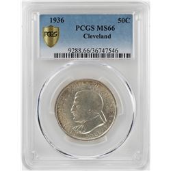 1936 Cleveland Centennial Commemorative Half Dollar Coin PCGS MS66