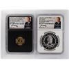 Image 1 : 1792-2017 Half Disme 1/10 oz. Gold & 1oz. Silver Medals NGC PF70 W/ Moy Signature Set