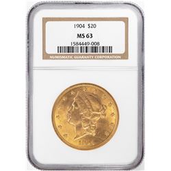 1904 $20 Liberty Head Double Eagle Gold Coin NGC MS63
