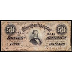 1864 $50 Confederate States of America Note