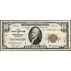 1929 $10 Federal Reserve Bank Note Minneapolis